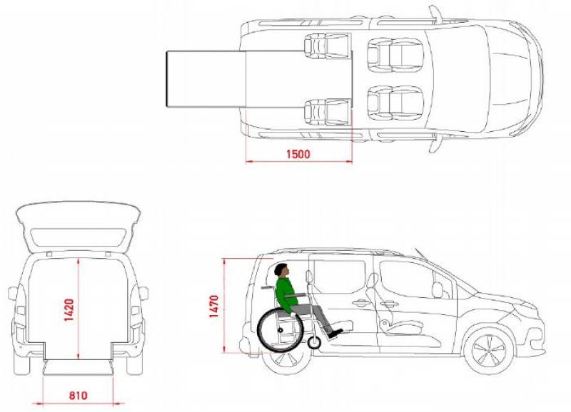 TPMR dimensions XXL du Volkswagen Caddy - Lenoir Handi Concept - Handi Conduite