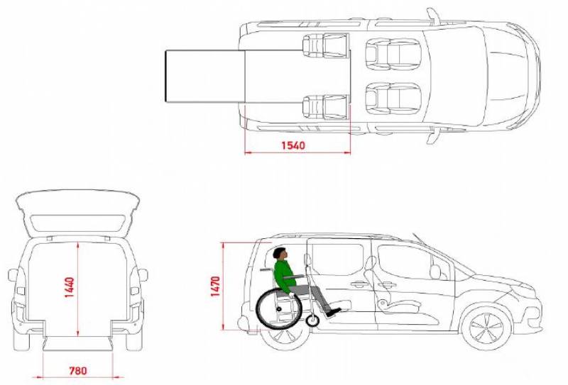 Transport de personnes à mobilité réduite dans un Ford Tourneo Connect avec ses dimensions XXL - Hérault